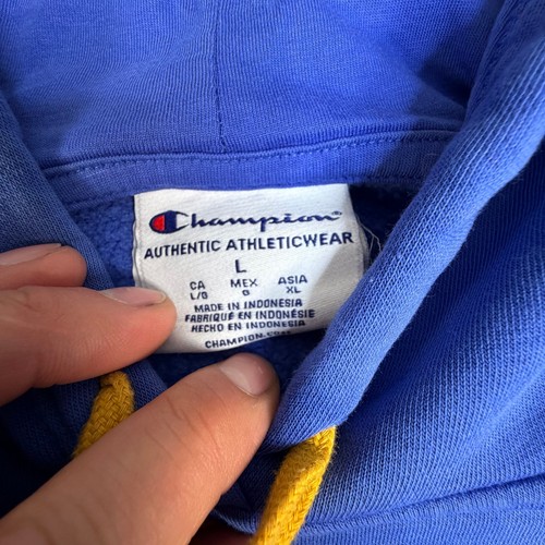 Champion Mens L Royal Blue Hoodie Yellow Embroidered Logo - photo 3