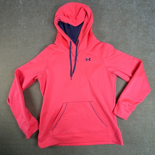 Under Armour Womens M Coral Red Hoodie Loose Fit Sporty Pullover