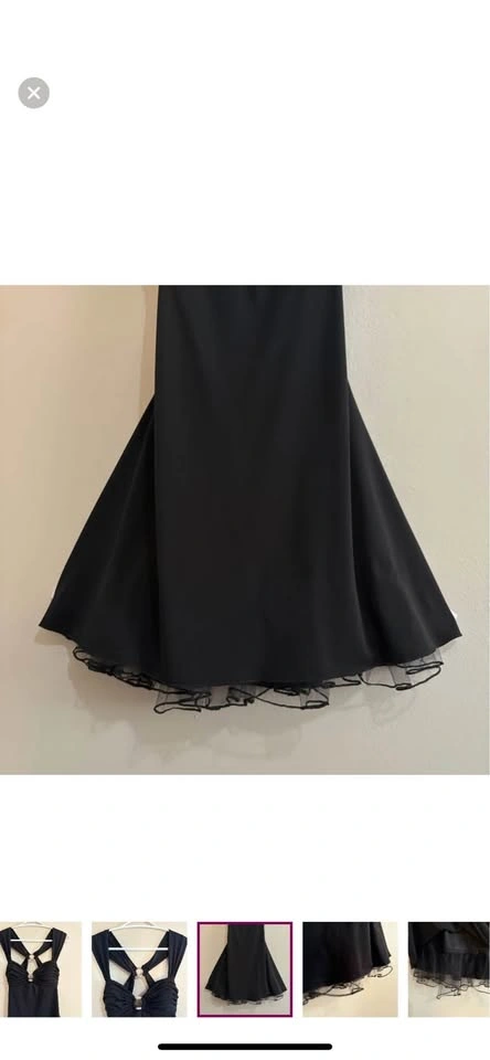 Y2K Black Backless V Cut Party Dress w Crinoline & Rhinestone - photo 4
