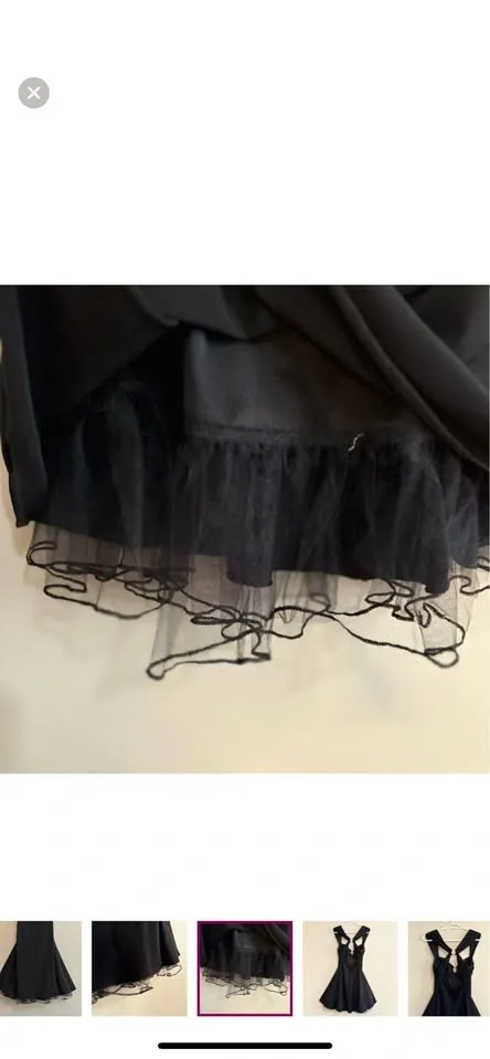 Y2K Black Backless V Cut Party Dress w Crinoline & Rhinestone - photo 5