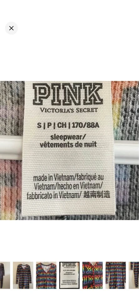 PINK Victoria’s Secret Rainbow Logo Waffle Onesie Pajamas – Size - photo 4