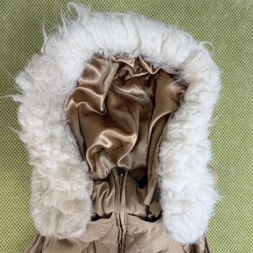 RW&CO Womens M Taupe Quilted Down Puffer Vest Faux Fur Hood - photo 4