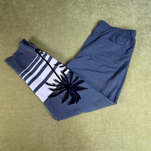 PINK Victorias Secret Womens L Blue Grey Palm Tree Joggers - photo 3