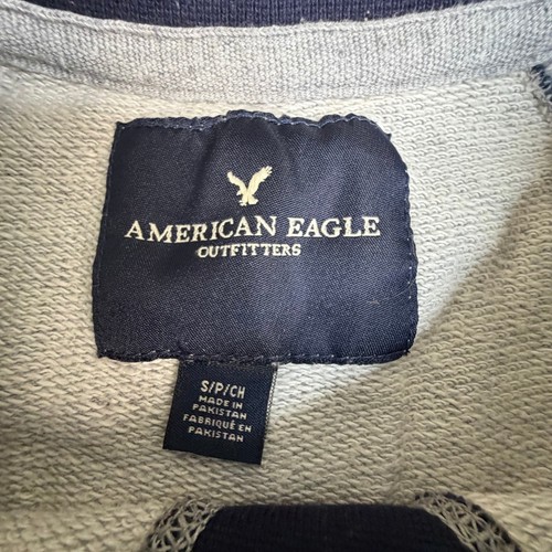 American Eagle Mens S Grey Navy Raglan Short Sleeve Sweatshirt - photo 3