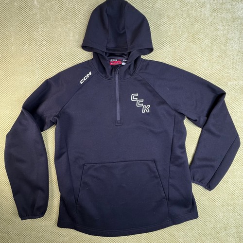 CCM Mens XL Black Quarter Zip Hockey Hoodie CCK Embroidered