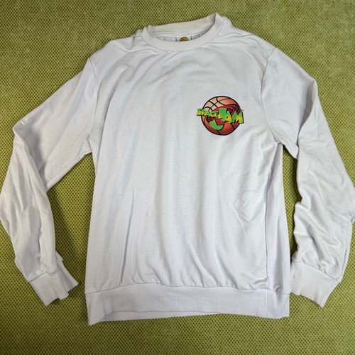 Mens XL White Space Jam Looney Tunes Graphic Crewneck Sweatshirt