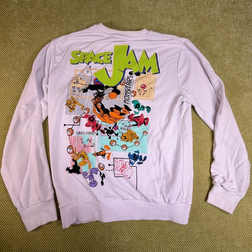 Mens XL White Space Jam Looney Tunes Graphic Crewneck Sweatshirt - photo 2