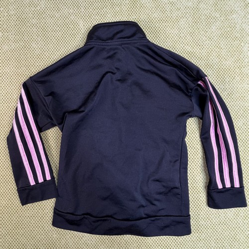 Adidas Girls 6X Black Pink 3 Stripes Full Zip Track Jacket - photo 2