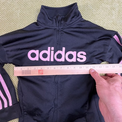 Adidas Girls 6X Black Pink 3 Stripes Full Zip Track Jacket - photo 5