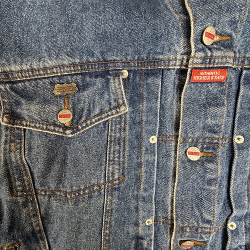 Vintage Higher State Mens XL Blue Denim Trucker Jacket - photo 3