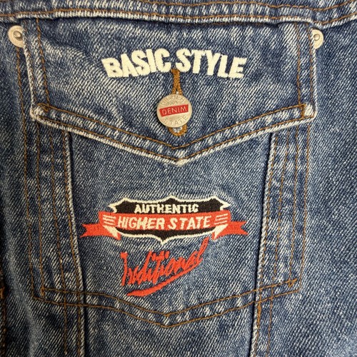Vintage Higher State Mens XL Blue Denim Trucker Jacket - photo 4