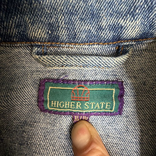 Vintage Higher State Mens XL Blue Denim Trucker Jacket - photo 5