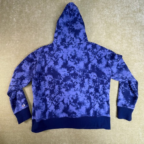 Champion Mens M Blue Tie Dye Script Logo Pullover Hoodie - photo 2