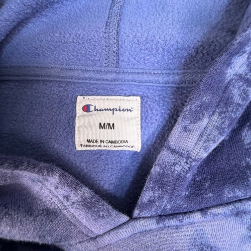 Champion Mens M Blue Tie Dye Script Logo Pullover Hoodie - photo 3