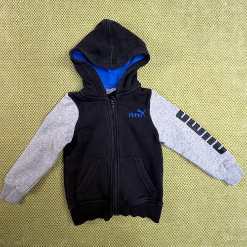 Puma Toddler Boys 2 Black Grey Blue Colorblock Full Zip Hoodie