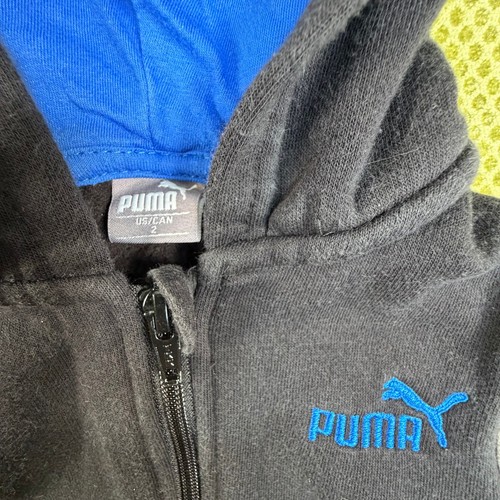 Puma Toddler Boys 2 Black Grey Blue Colorblock Full Zip Hoodie - photo 3
