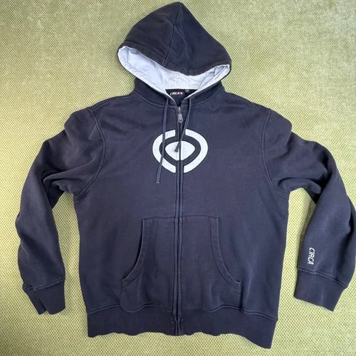 Circa Mens Vintage XL Black Full Zip Hoodie Skate Streetwear