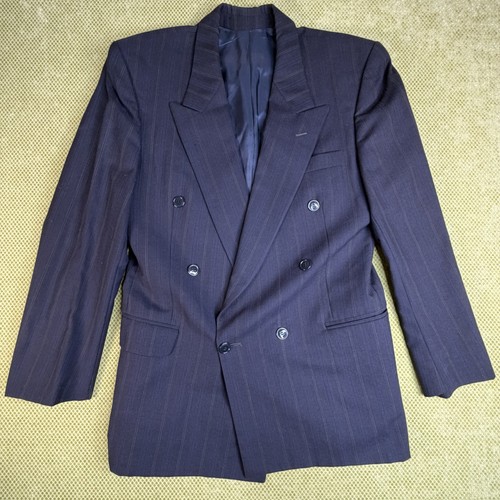 Jonathan Bryan Men's Black Pinstripe Double Breasted Blazer