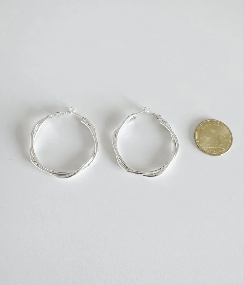 Big Silver Hoop Twisted Earrings - photo 2