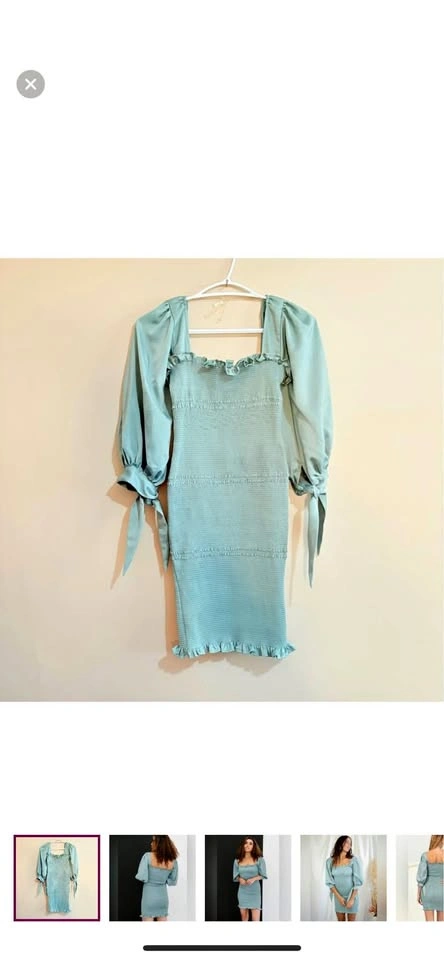 YAYA’s Sage Green Puff Sleeve Mini Dress - Medium
