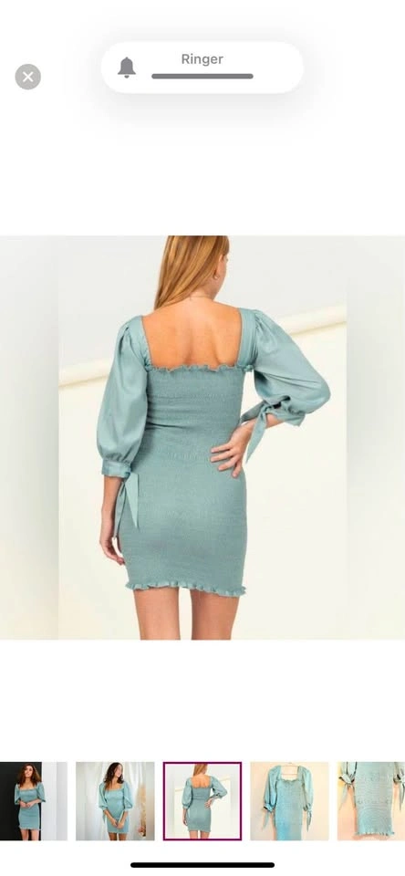 YAYA’s Sage Green Puff Sleeve Mini Dress - Medium - photo 2