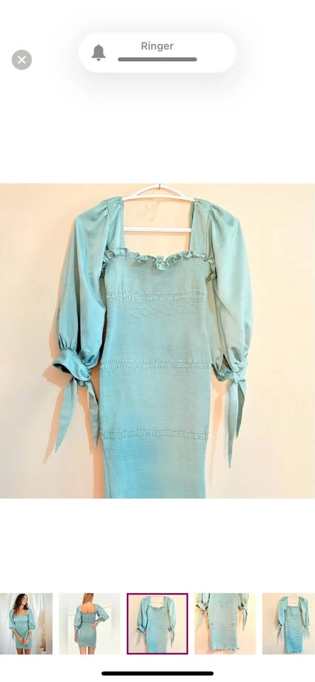YAYA’s Sage Green Puff Sleeve Mini Dress - Medium - photo 3
