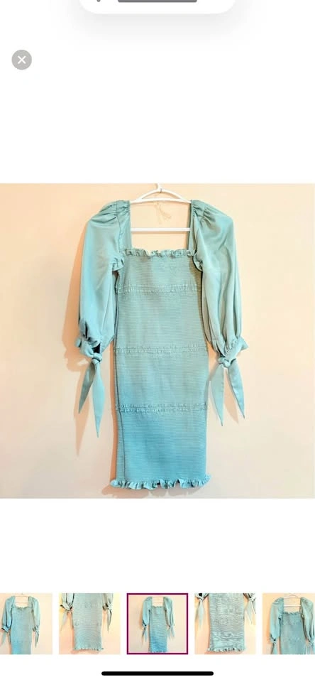YAYA’s Sage Green Puff Sleeve Mini Dress - Medium - photo 5