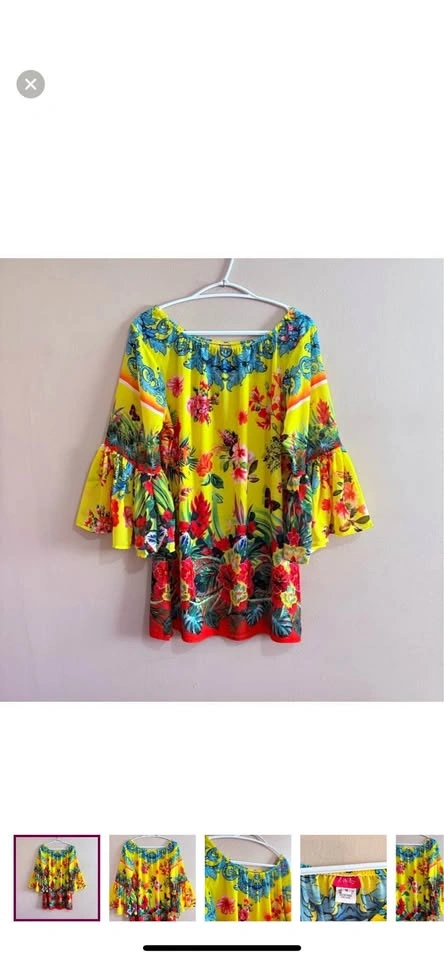 Embellished Sheer Tropical Yellow Off Shoulder Dress - Medium