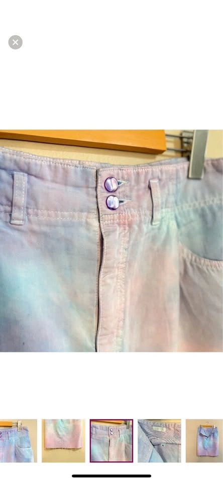 Vintage 80s Esprit Blue Pink Purple Tie Dye Pencil Skirt - photo 3