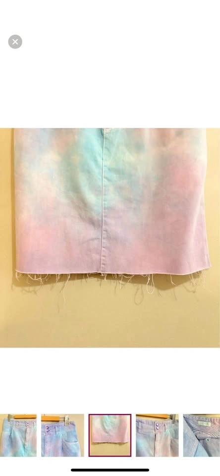 Vintage 80s Esprit Blue Pink Purple Tie Dye Pencil Skirt - photo 5