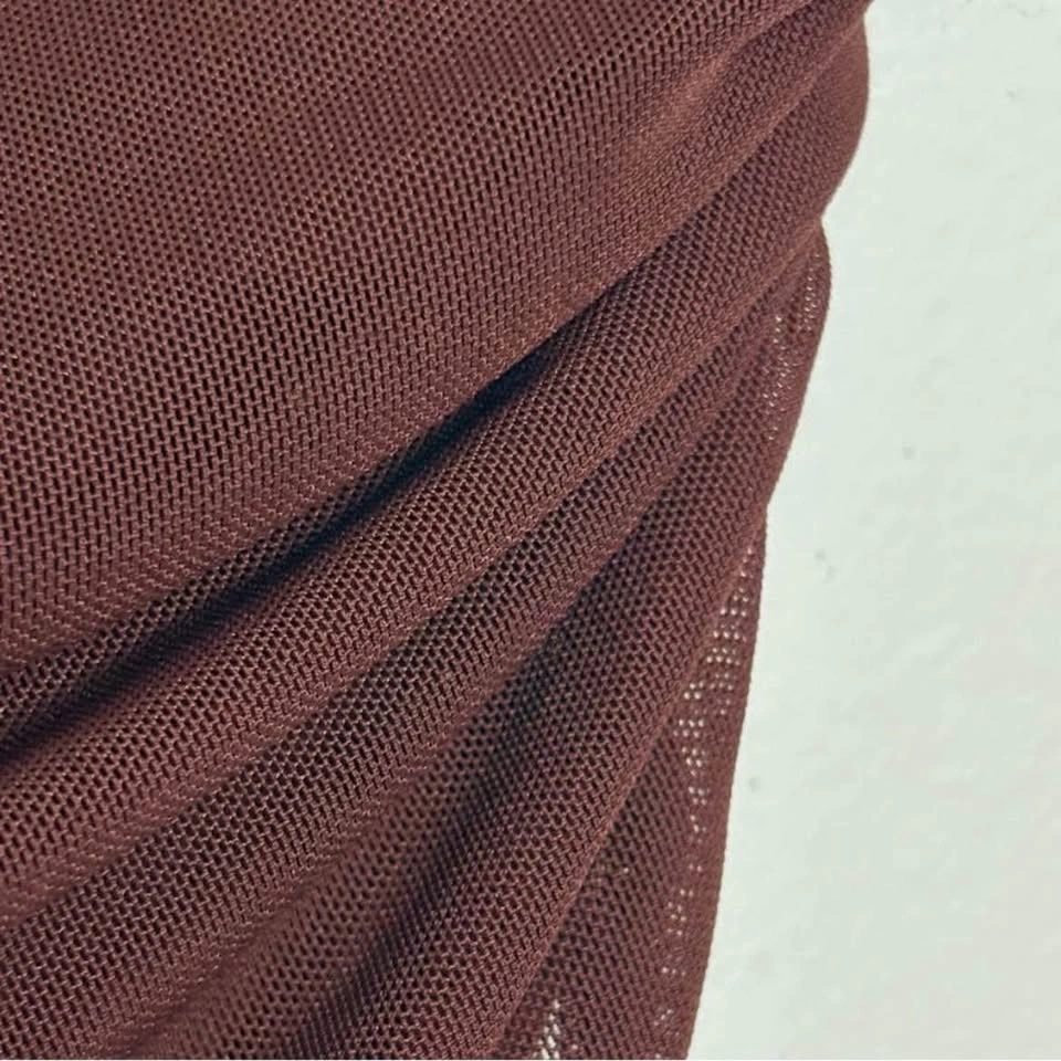 Chocolate Brown Sheer Mesh Draped Cropped Strapless Top - Size M - photo 3
