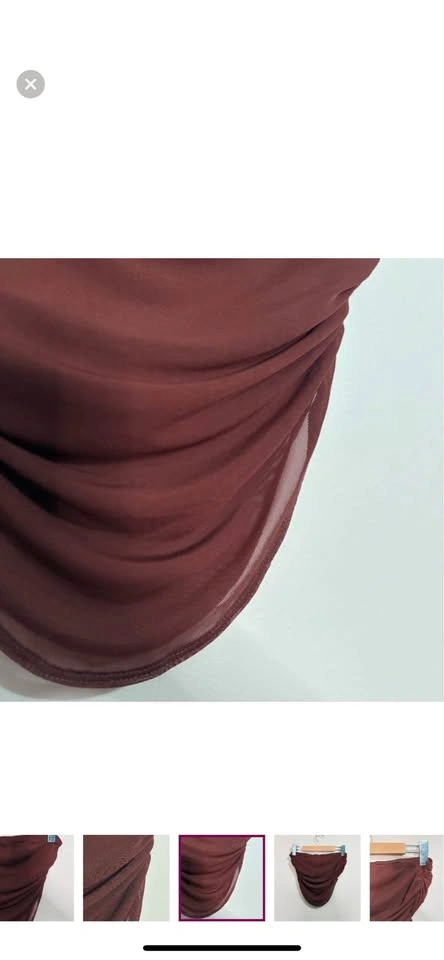 Chocolate Brown Sheer Mesh Draped Cropped Strapless Top - Size M - photo 4