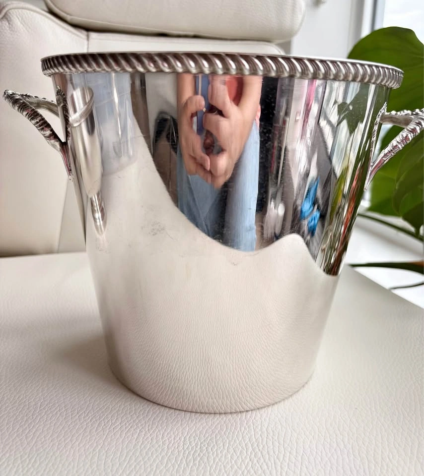 Vintage Silver-Plated Ice Bucket Primrose Plate