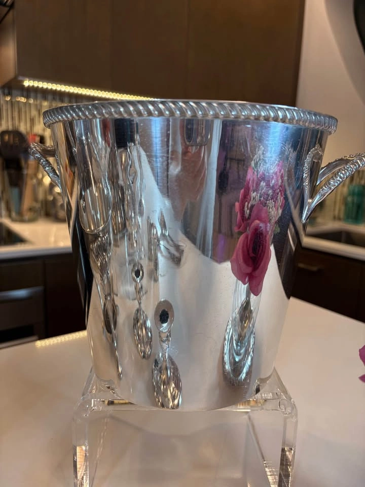 Vintage Silver-Plated Ice Bucket Primrose Plate - photo 3