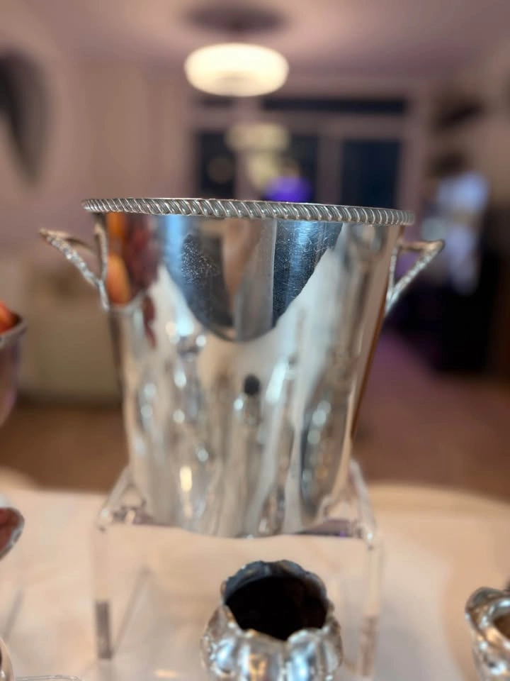 Vintage Silver-Plated Ice Bucket Primrose Plate - photo 4