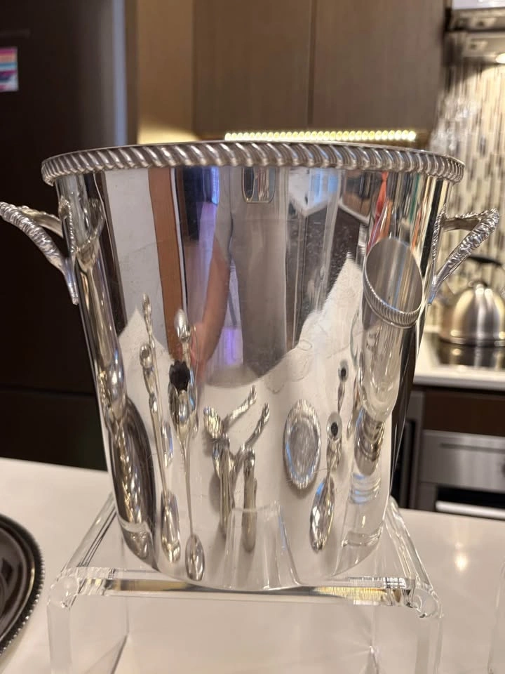 Vintage Silver-Plated Ice Bucket Primrose Plate - photo 5