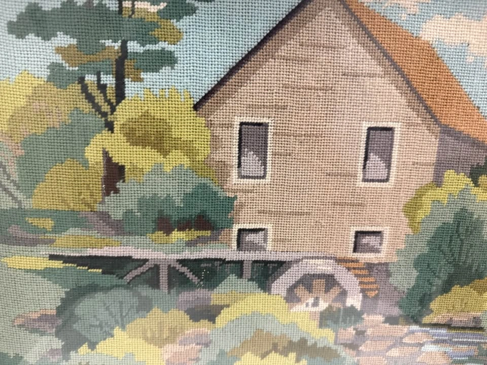 Vintage Framed Needlepoint Landscape Wall Art – 45 × 45 cm - photo 3