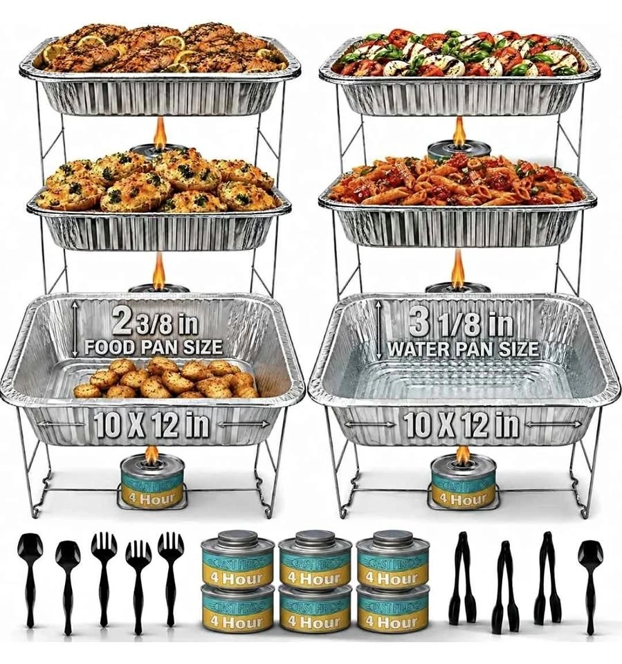 DISPOSABLE CHAFING DISH BUFFET SET 10" X 12" FOOD PANS