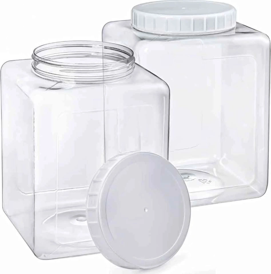 Set of 4 Clear Plastic Square Storage Jars