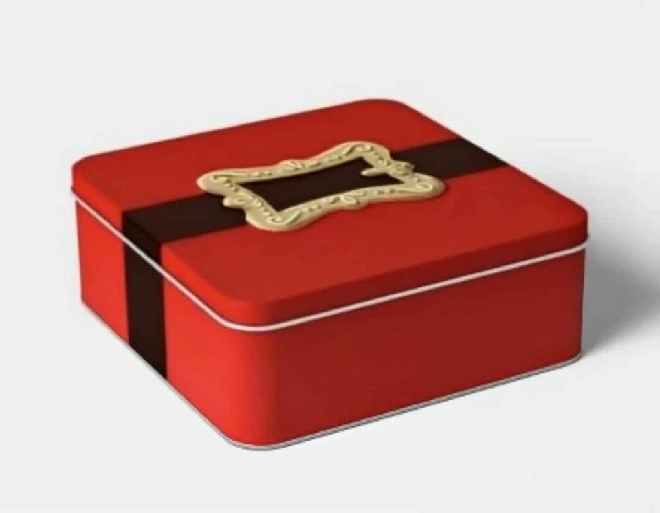 Santa Belt Christmas Metal Tin Box