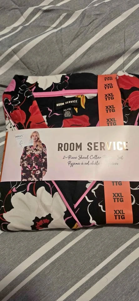 Room Service 2-Piece Shawl Collar Pajama Set XXL