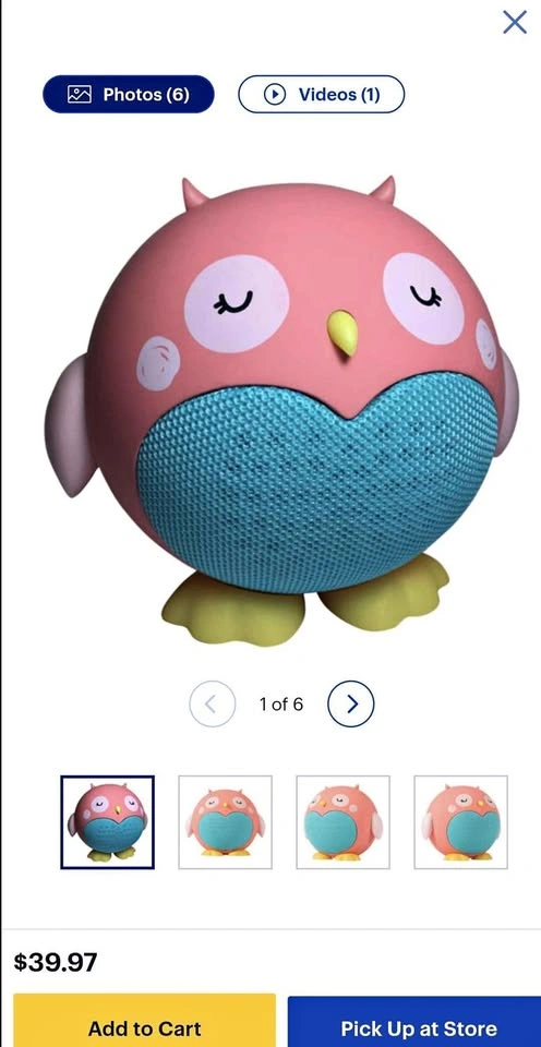 Planet Buddies Bluetooth Wireless Kids Speaker - Pink/Owl