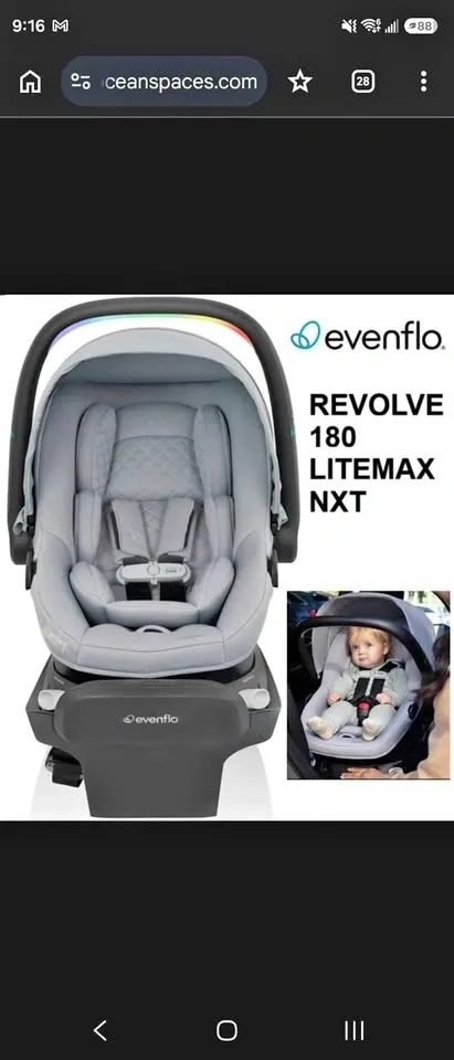 Evenflo Revolve180 LiteMax NXT Infant Car Seat with Base
