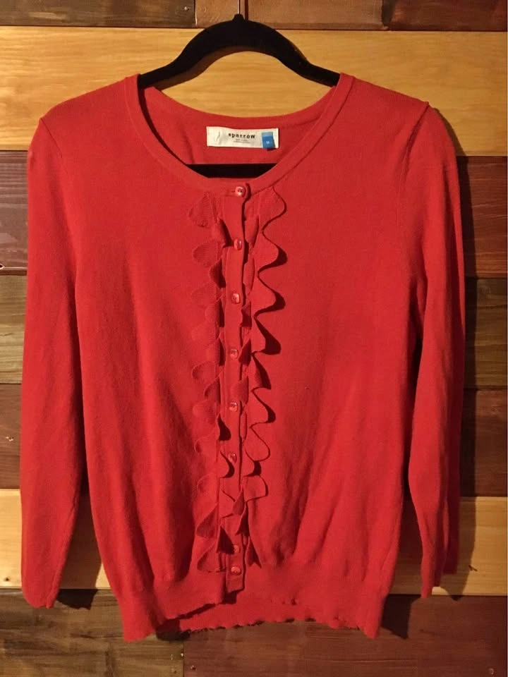 Women’s red cardigan