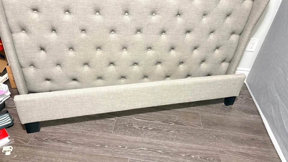 Queen Size Ashley Jerary Upholstered Bed – Grey + Box Spring - photo 5