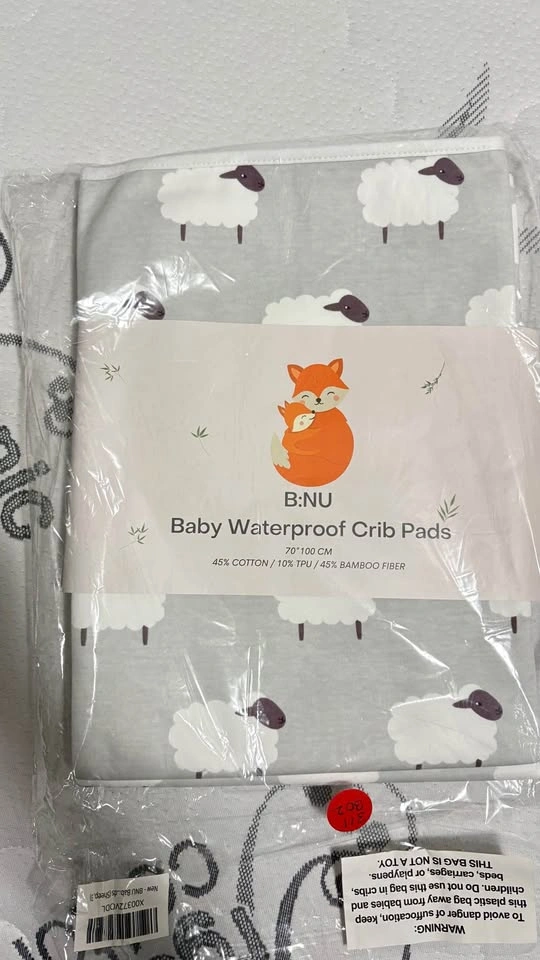 Waterproof Baby Crib Pad – 100 × 70 cm – Light Grey