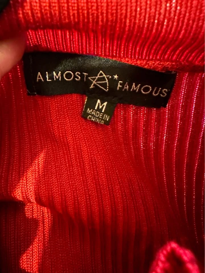 Almost Famous Red Ribbed Knit Dress Size M - photo 3