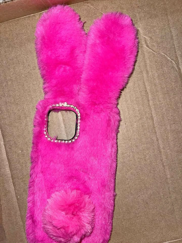 Iphone 12 PRO MAX Pink Fuzzy Bunny Ear Phone Case
