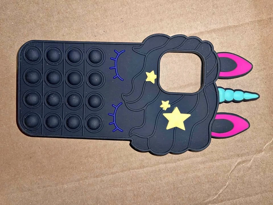 Iphone 12 PRO MAX Black Unicorn Pop-It Silicone Case