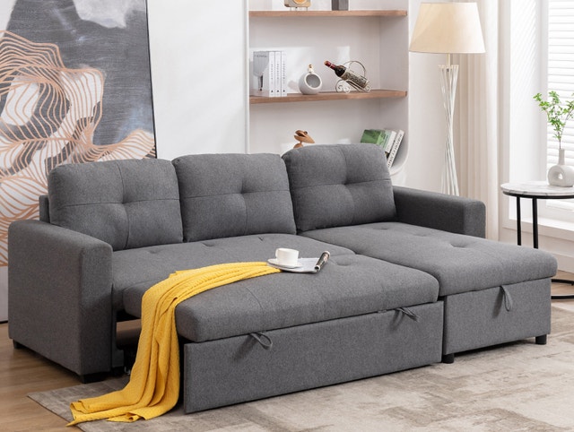 Reversible Sectional Sofa Bed with Storage